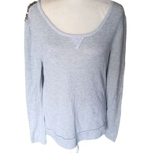 Charlotte silver glitter sweater with sequined shoulder accents long sleeve med